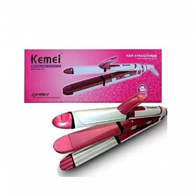 Kemei 3in1 Professional Hair Straightener White/Pink (Km-1291)