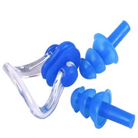 Swimming Silicone Nose Clip With Ear Plugs - Blue
