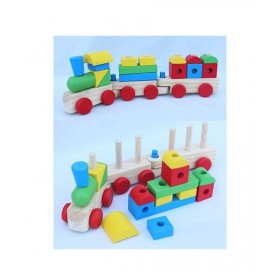 Wooden Colorful Shapes Train For Kids