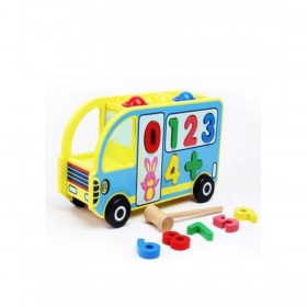 Knock The Ball Digital Bus Wooden Toy For Kids