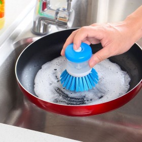 Wash Tool Pot Dish Plastic Liquid Soap Dispenser Brush Pack 2