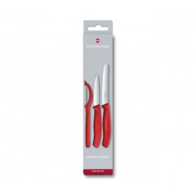 Victorinox Swiss Classic Paring Knife Set With Peeler, 3 RED