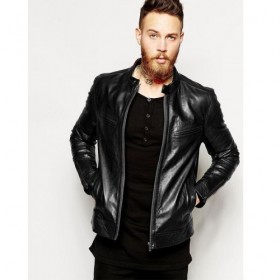 Moncler Leather Jacket Black