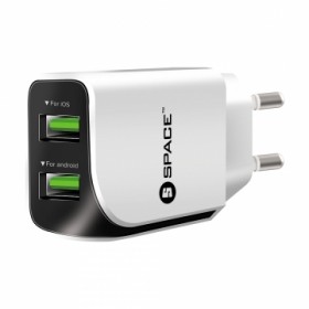 SPACE DUAL USB PORT WALL CHARGER WC-111